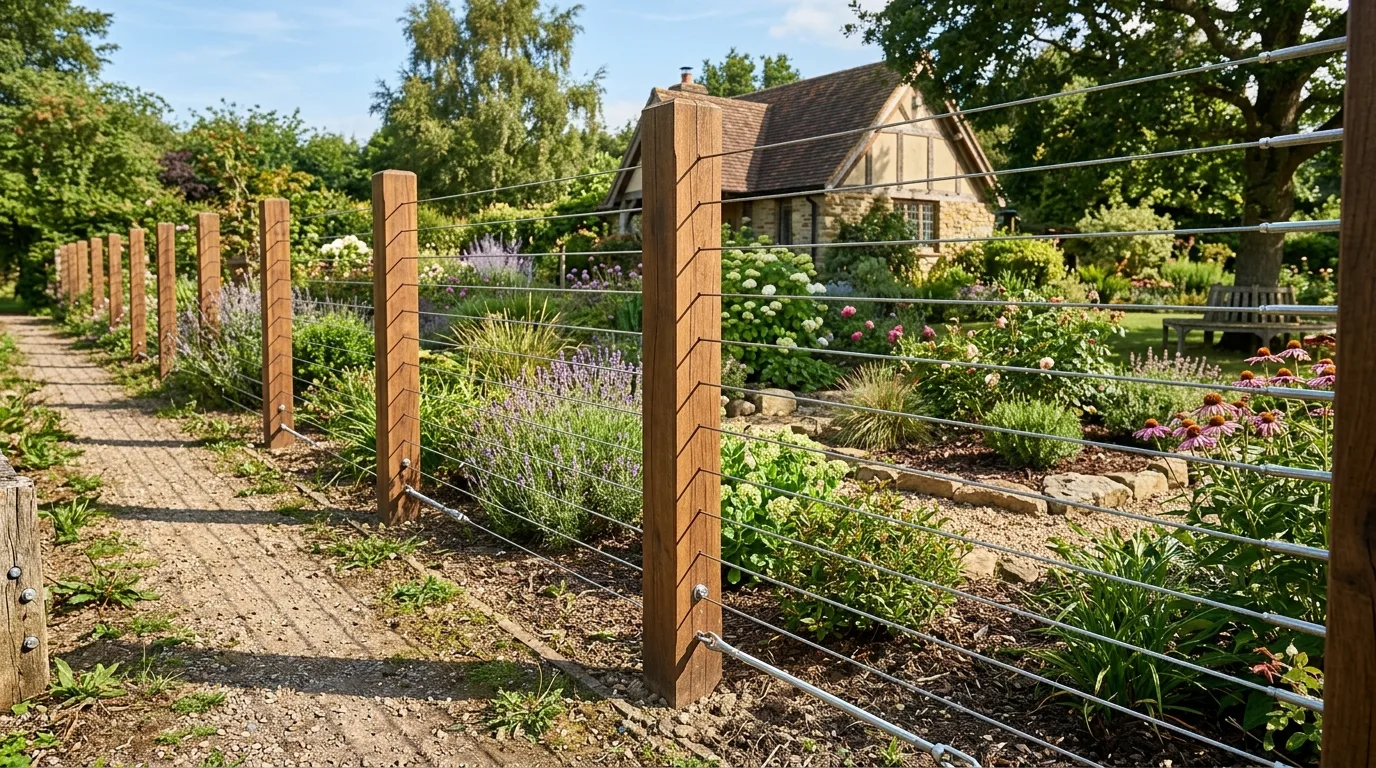 Dark Wood and Wire Fence
